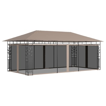 Pavilion cu plasa anti-tan tari, vidaXL, Tesatura/Otel, 180 g/m², 6 x 3 x 2.73 m, Taupe Pavilion cu plasa anti-tan tari, vidaXL, Tesatura/Otel, 180 g/m², 6 x 3 x 2.73 m, Taupe