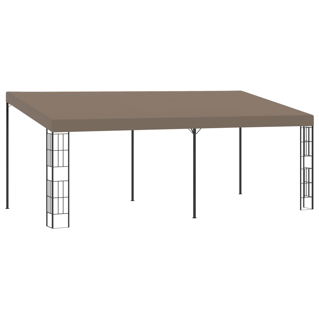 Pavilion de gradina cu acoperis inclinat, vidaXL, Poliester-Otel, 6 x 3 x 2.5 m, Gri Taupe mat