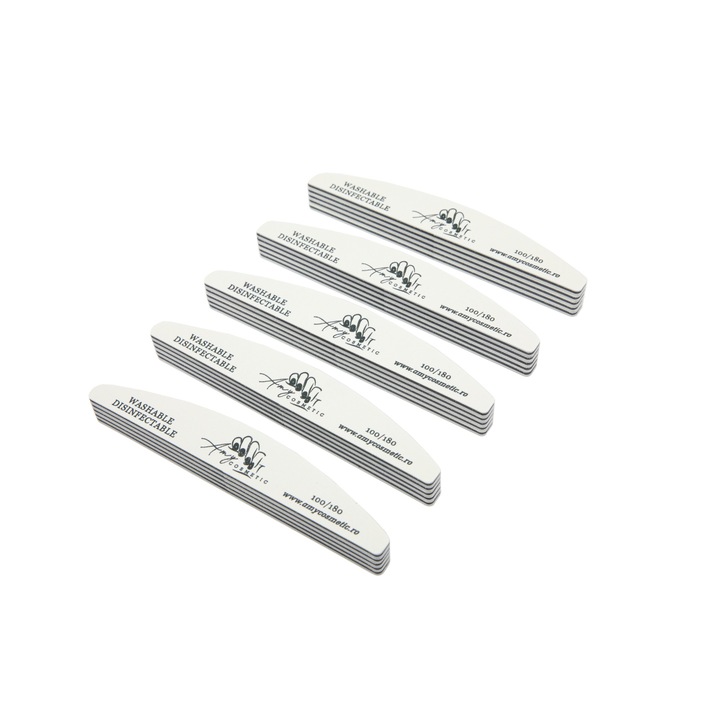 Set Pile Professionale, Amy Cosmetic, semiluna, granulatie, 100/180, 25 buc