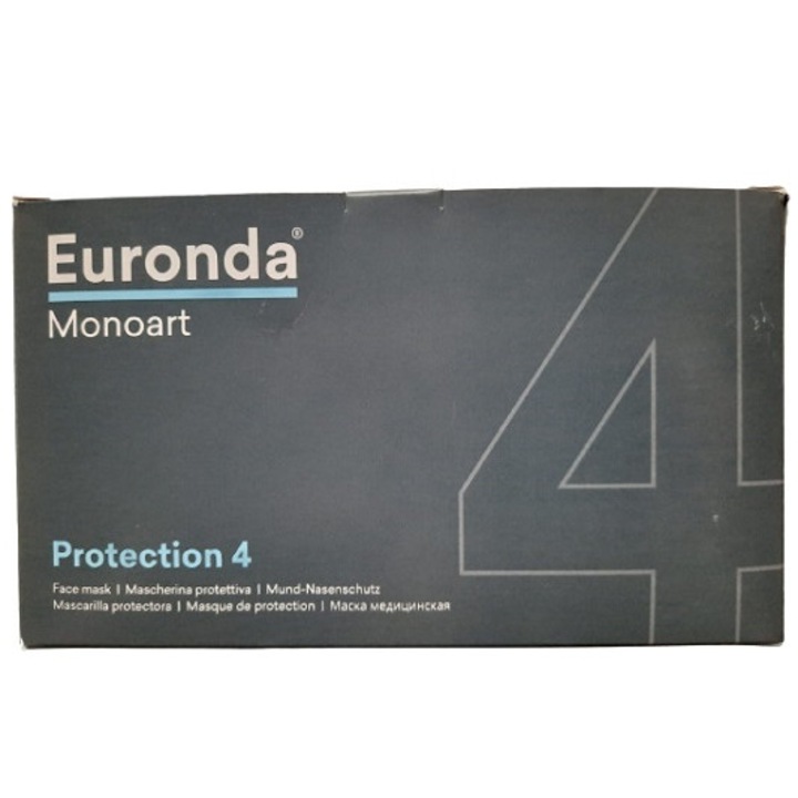Комплект от 50 броя медицински маски Monoart Euronda 4 слоя бели
