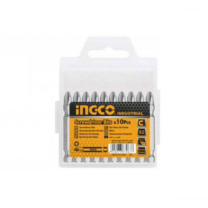 Set 10 Bucati Biti PH2, Ingco SDB11PH223, 50 mm