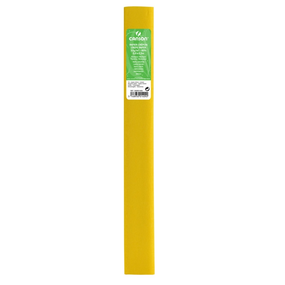 Hartie creponata CANSON standard 0,5 x 2,5m, 32g/mp, 60% JAUNE PAILLE (GALBEN PAI)