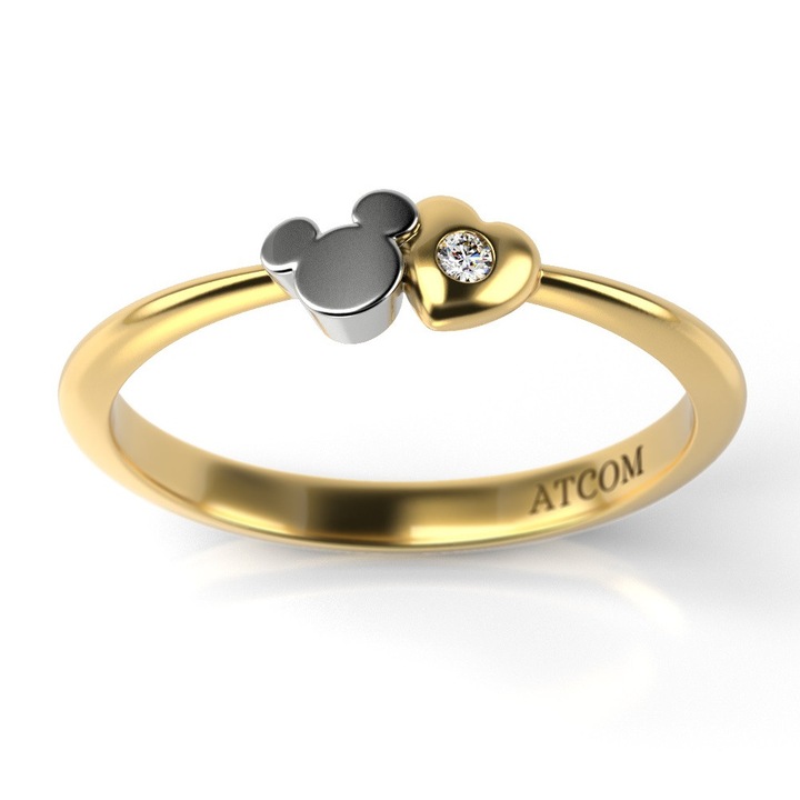 Пръстен от жълто злато с бял модел Patricia