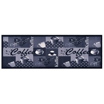 Covoras de bucatarie lavabil cu model cafea, vidaXL, Catifea , 45 x 150 cm, Albastru Covoras de bucatarie lavabil cu model cafea, vidaXL, Catifea , 45 x 150 cm, Albastru