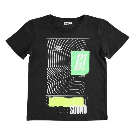 Tricou baieti Ido, negru cu imprimeu