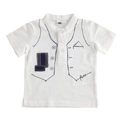 Tricou baiat Ido bleumarin, Alb