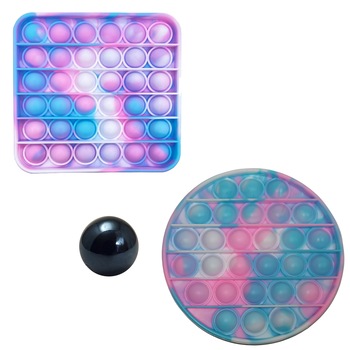 Set doua jucarii antistres, model Pop it, silicon, multicolor, bila inclusa Set doua jucarii antistres, model Pop it, silicon, multicolor, bila inclusa