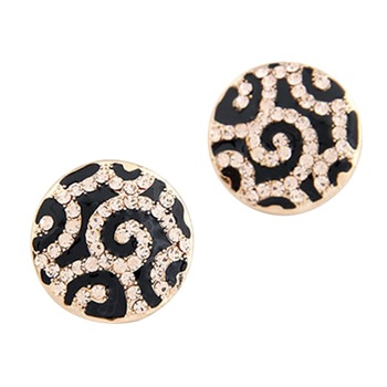 Cercei ZZV negrii in forma de cerc incrustati cu strasuri Cercei ZZV negrii in forma de cerc incrustati cu strasuri