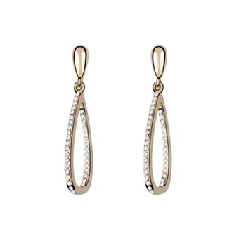 Cercei ZZV aurii alungiti cu strasuri albe Cercei ZZV aurii alungiti cu strasuri albe