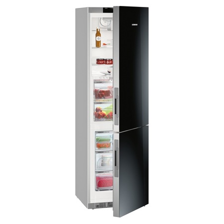 Combina frigorifica Liebherr Premium CBNPgb 4855, 344 l, Clasa A+++, No Frost, BluPerformance, Display touch,DuoCooling, Sticla neagra