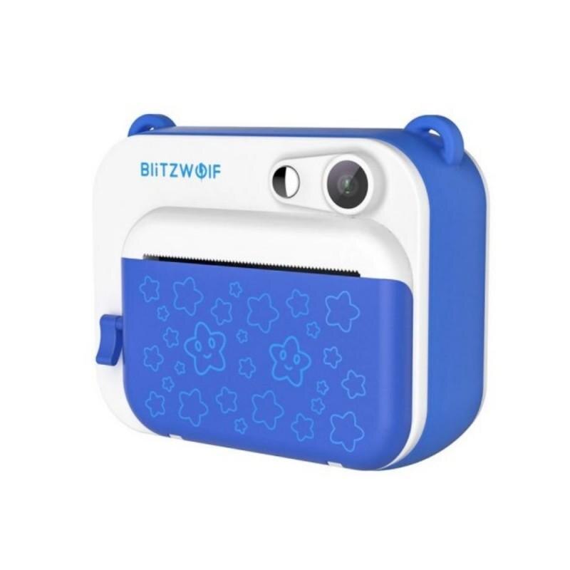 Camera foto instant BlitzWolf BW-DP1 Blue pentru copii, Acumulator 1000 mAh, Memorie 32 GB, Albastru