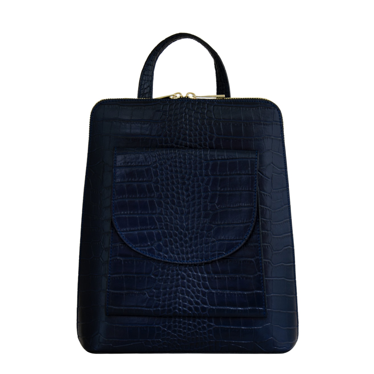 Rucsac de dama din piele naturala Eva Bags, Petra croco bleumarin