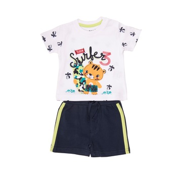 Set 2 piese Babybol baiat, tricou maneca scurta si sort , bumbac, Alb/Navy Set 2 piese Babybol baiat, tricou maneca scurta si sort , bumbac, Alb/Navy
