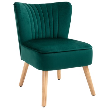 Homcom Fotoliu Stil Nordic Design Ergonomic din Lemn si Catifea Verde Homcom Fotoliu Stil Nordic Design Ergonomic din Lemn si Catifea Verde