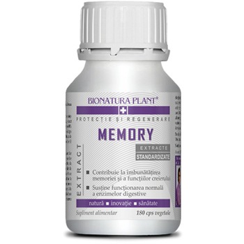 Supliment alimentar pentru imbunatatirea memoriei, concentrarii si atentiei, Bionatura, 180 capsule Supliment alimentar pentru imbunatatirea memoriei, concentrarii si atentiei, Bionatura, 180 capsule