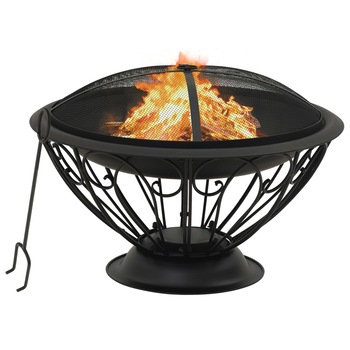 Vatra de foc cu vatrai, vidaXL, Otel, 75 x 75 x 51 cm, XXL, Negru Vatra de foc cu vatrai, vidaXL, Otel, 75 x 75 x 51 cm, XXL, Negru