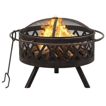 Vatra de foc model rustic cu vatrai, vidaXL, Otel, 76 x 76 x 53 cm, XXL, Negru Vatra de foc model rustic cu vatrai, vidaXL, Otel, 76 x 76 x 53 cm, XXL, Negru
