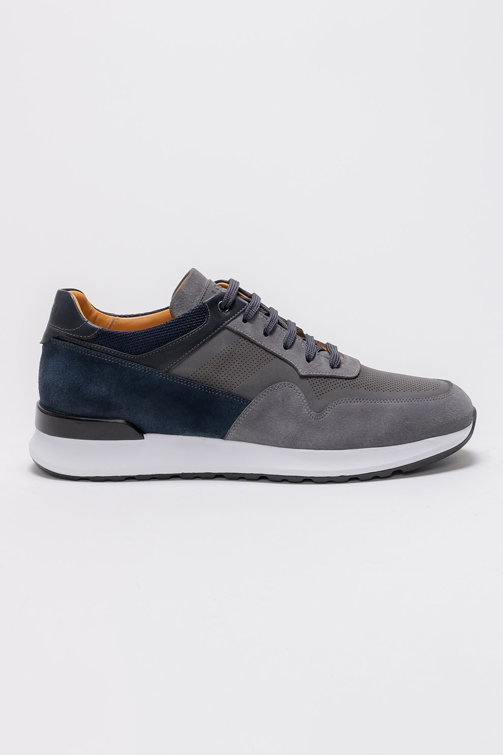 Il Passo, Pantofi sport din piele cu detalii perforate Zackary, Gri inchis, 41