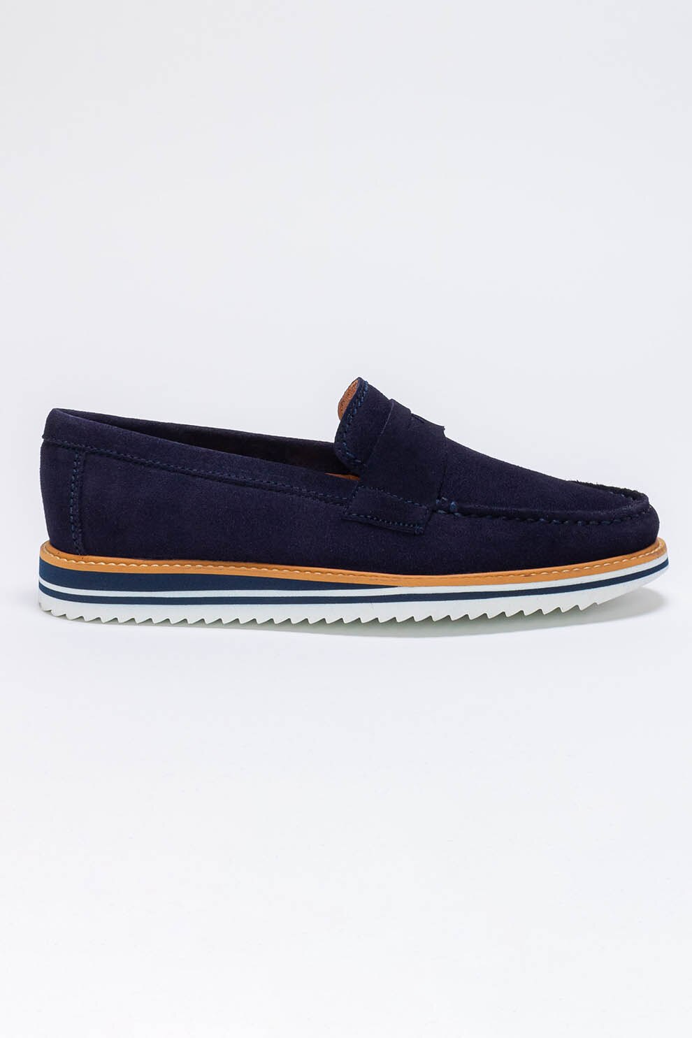 Il Passo, Pantofi loafer din piele intoarsa cu talpa contrastanta Earl, Bleumarin