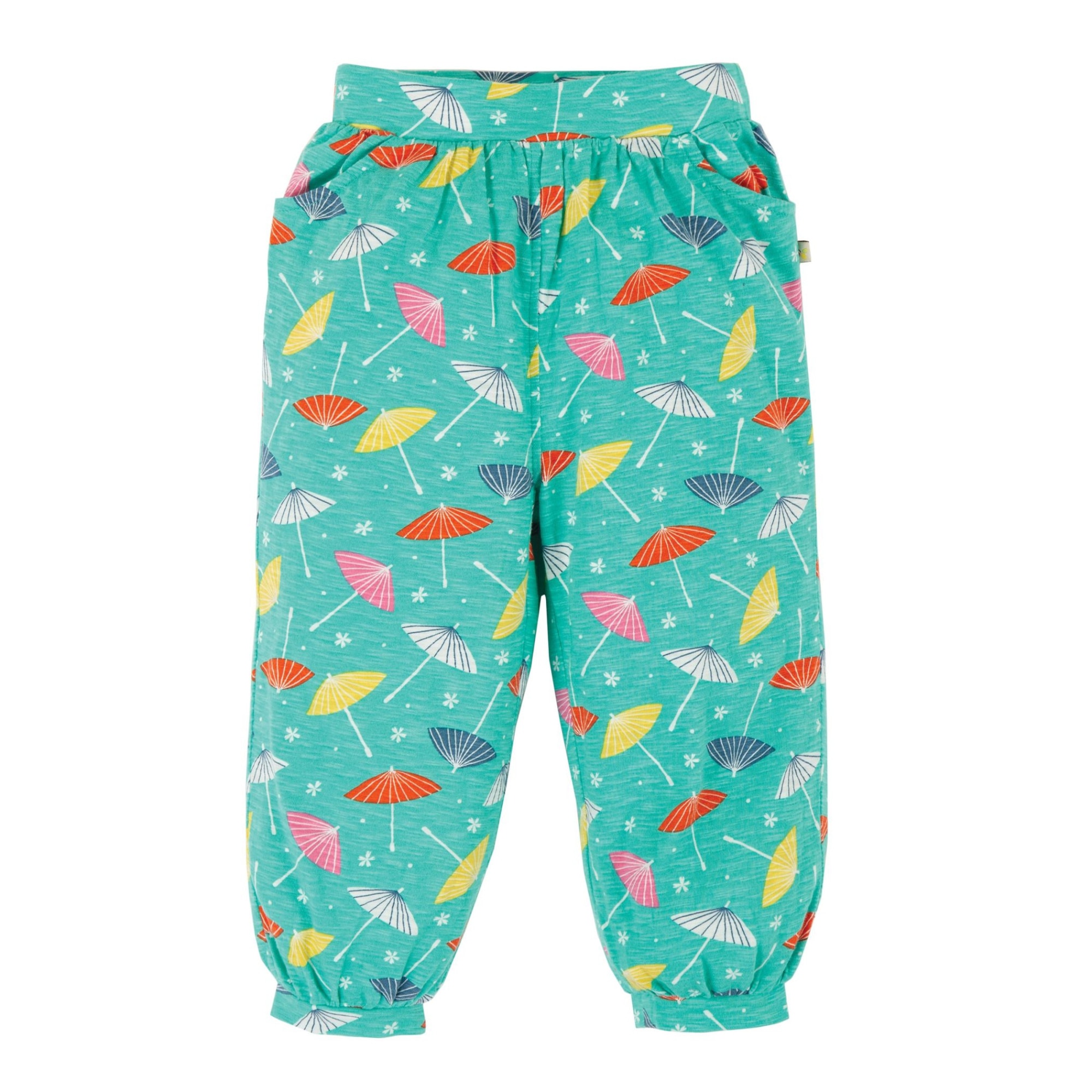 Pantaloni lejeri, vara la ocean, bumbac organic, multicolor, fete