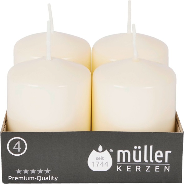 Комплект 4 свещи 62/48 мм Кремави