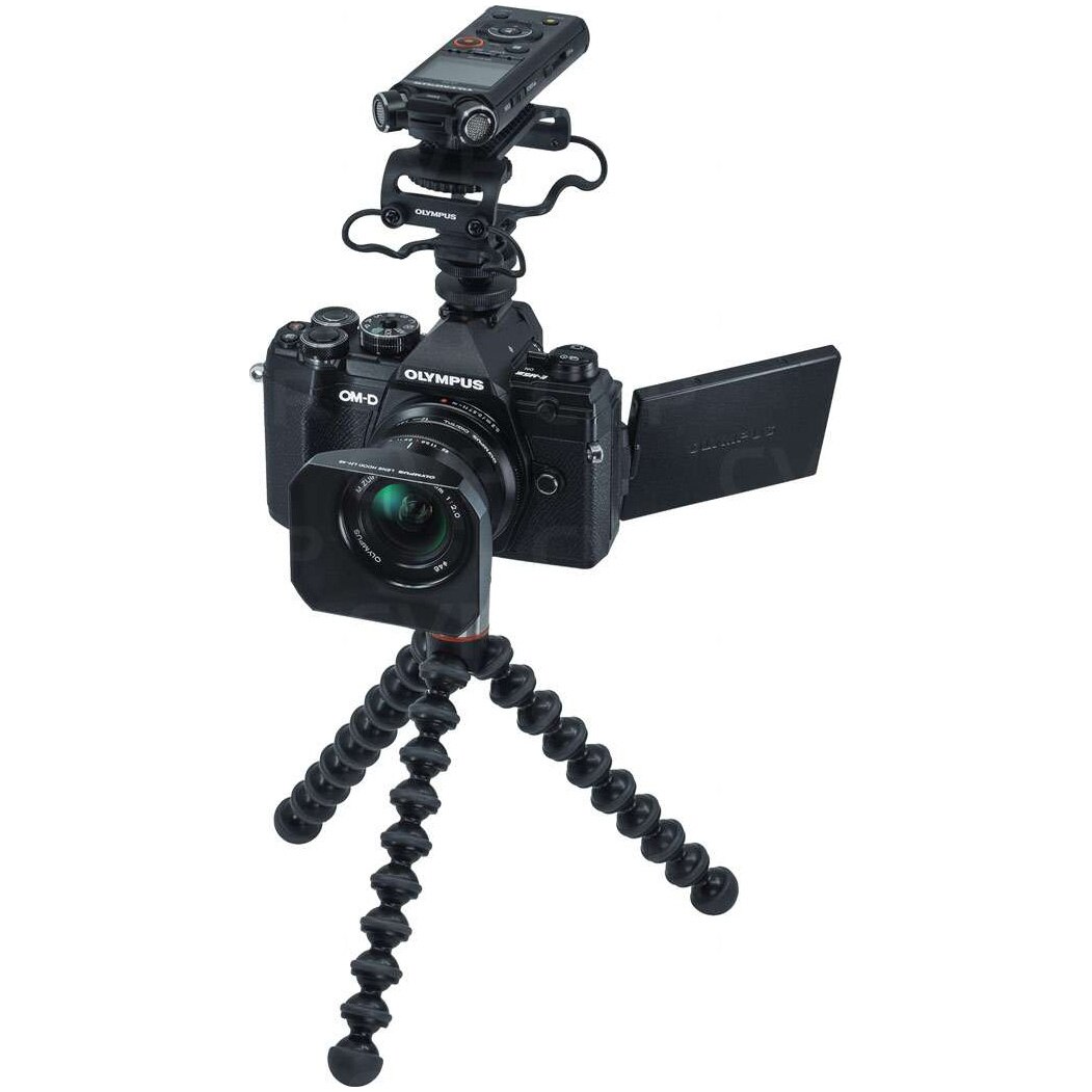 Aparat foto Mirrorless E-M5 Mark III + obiectiv M.Zuiko Digital ED 12mm F2.0 & repotofon LS-P4 Linear PCM, Vlogger Kit, Negru