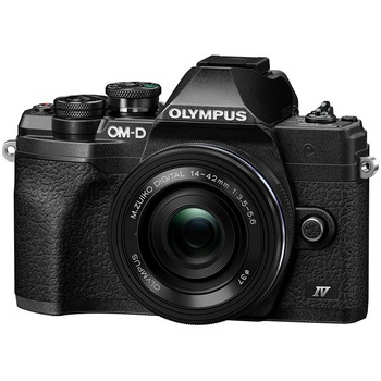 Aparat foto Mirrorless Olympus E-M10 Mark IV + obiectiv M.Zuiko Digital ED 14-42mm F3.5-5.6 EZ (pancake zoom), Negru/Negru Aparat foto Mirrorless Olympus E-M10 Mark IV + obiectiv M.Zuiko Digital ED 14-42mm F3.5-5.6 EZ (pancake zoom), Negru/Negru