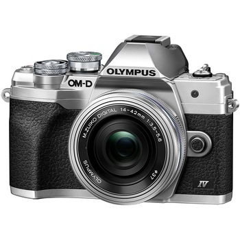Aparat foto Mirrorless Olympus E-M10 Mark IV + obiectiv M.Zuiko Digital ED 14-42mm F3.5-5.6 EZ (pancake zoom), Argintiu/Argintiu Aparat foto Mirrorless Olympus E-M10 Mark IV + obiectiv M.Zuiko Digital ED 14-42mm F3.5-5.6 EZ (pancake zoom), Argintiu/Argintiu