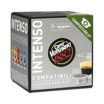 Cafea capsule Vergnano, Intenso, compatibile Lavazza A Modo Mio, 16 capsule, 120 gr Cafea capsule Vergnano, Intenso, compatibile Lavazza A Modo Mio, 16 capsule, 120 gr