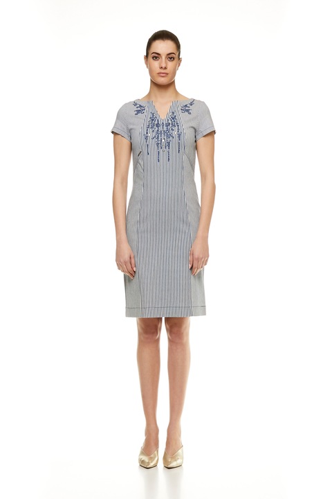 Rochie Mercedes de Miguel, Model dungi, Bumbac, Gri, Gri