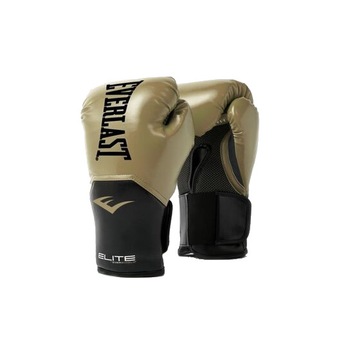 Manusi de box Everlast Elite, piele sintetica, prindere velcro pe incheietura, 14 oz, gold Manusi de box Everlast Elite, piele sintetica, prindere velcro pe incheietura, 14 oz, gold