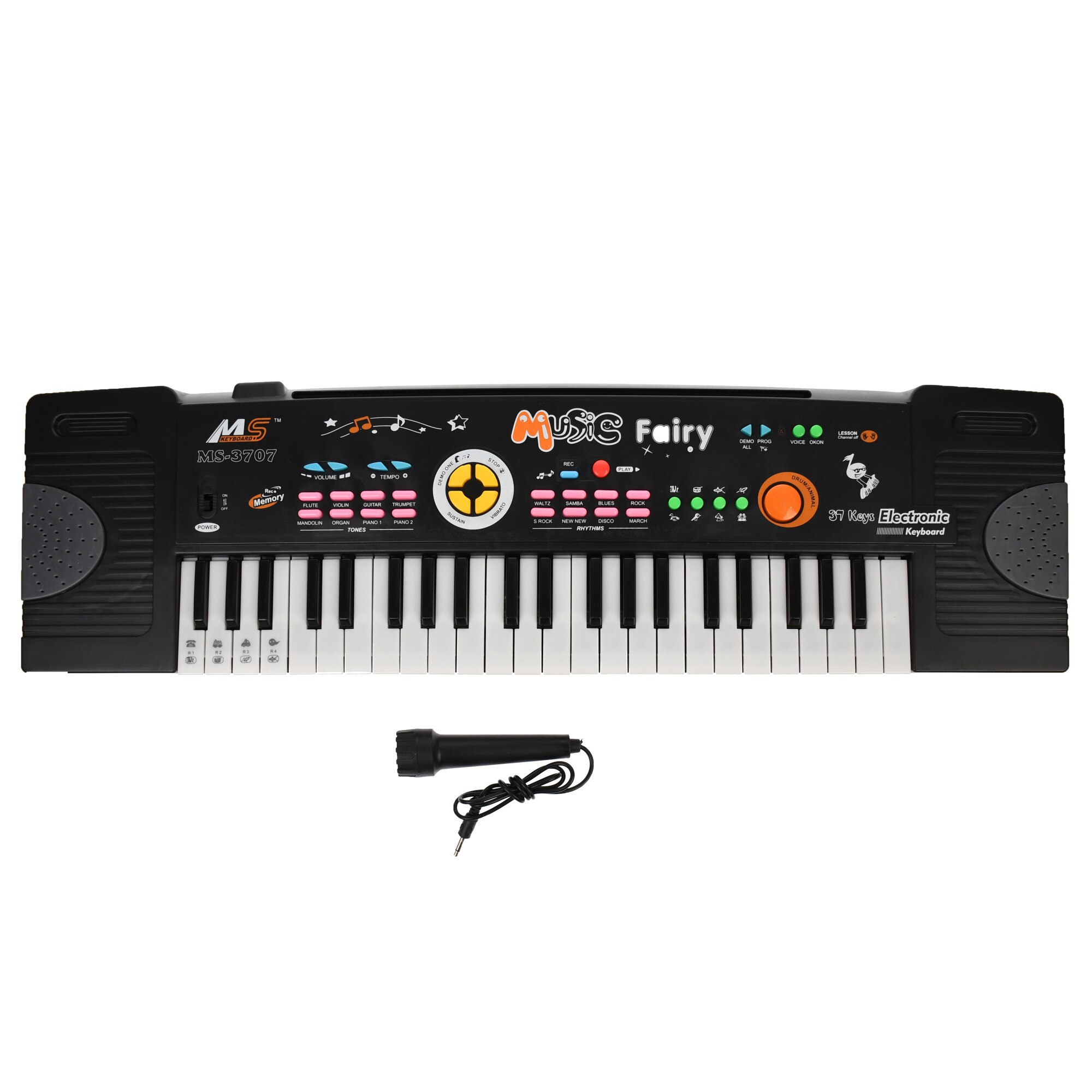 Orga de jucarie, cu microfon, multifunctionala, neagra - MS3707