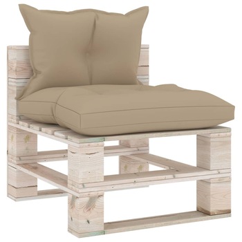Canapea de mijloc din paleti cu perne, vidaXL, Lemn, 60 x 69.4 x 62 cm, Bej Canapea de mijloc din paleti cu perne, vidaXL, Lemn, 60 x 69.4 x 62 cm, Bej