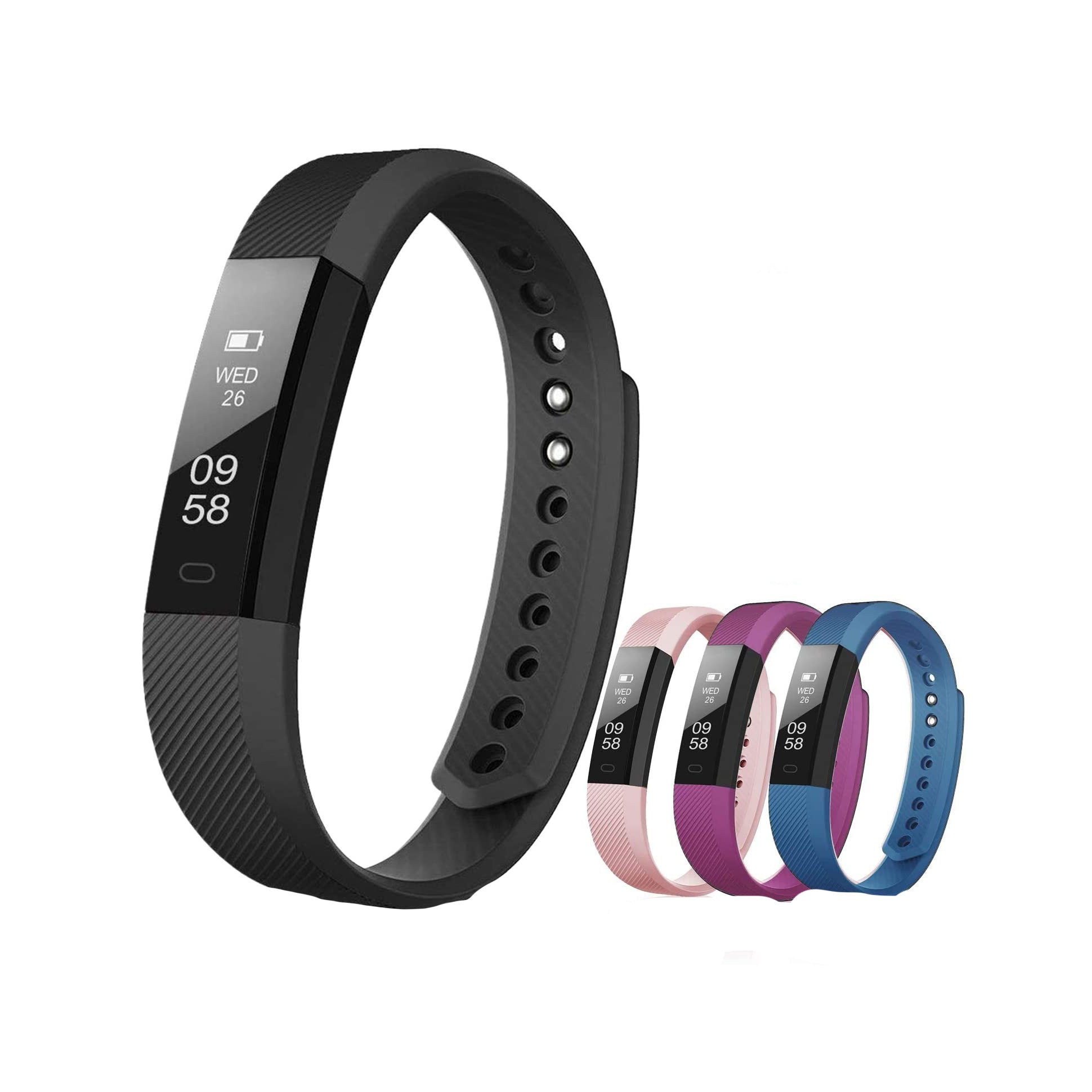 Set 4 Curele din Silicon, Roz, Mov, Negru, Albastru, SmartBracelet AIMIUVEI