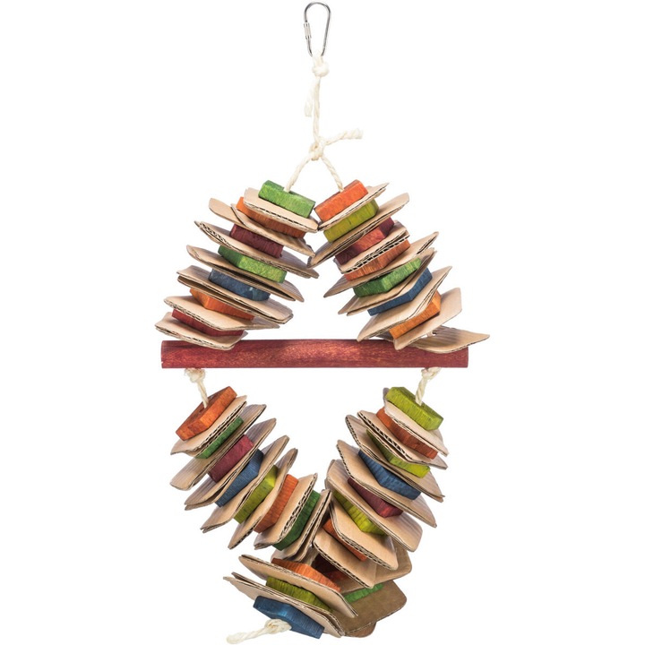 Jucarie Colorata Pentru Pasari, Trixie, Lemn Pe Franghie De Sisal, 18x35 cm, 58992