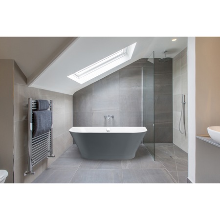 Cada de baie freestanding Kring Bristol 170x81x60cm, antracit, grosime 8mm, ovala, acril antibacterian