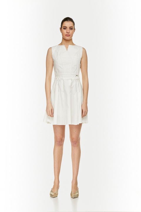 Rochie Mercedes de Miguel, Model cu pliuri, Bumbac, Crem, Crem