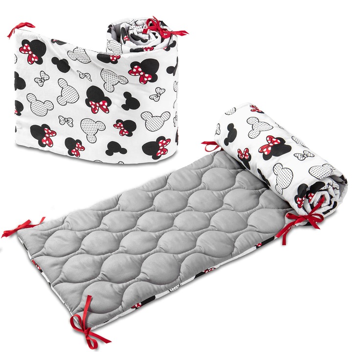 Обиколник за легло Kidizi Minnie Deluxe, Ватиран, 120x60 см , Височина 35 см, 2 броя