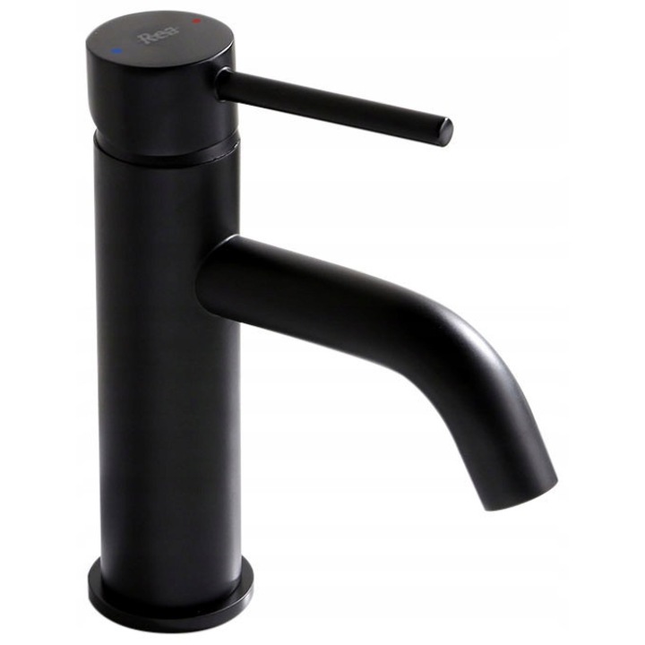 Смесител за мивка Rea Lungo Black Low, Месинг, Черен