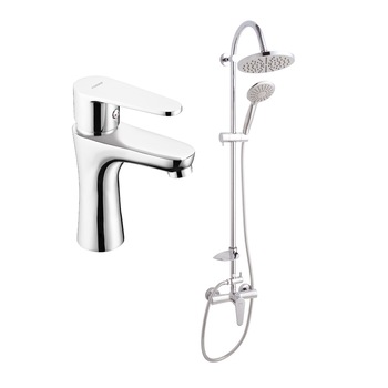 Set dus Algeo - Baterie lavoar cu Baterie dus si Coloana cada cu para fixa si mobila Set dus Algeo - Baterie lavoar cu Baterie dus si Coloana cada cu para fixa si mobila