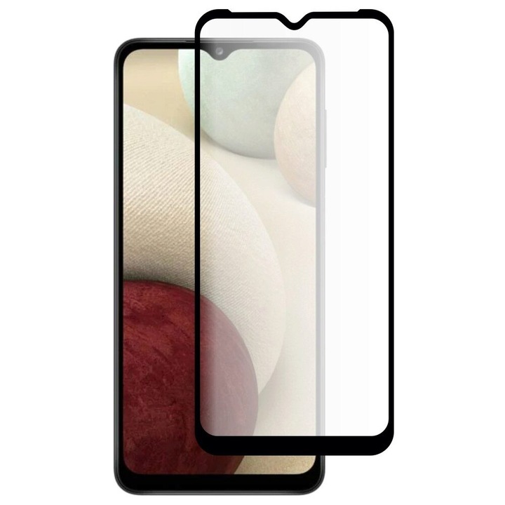 Folie Protectie Display pentru Samsung Galaxy A02s, Hibrid Sticla&Ceramica, Full Glue, Negru