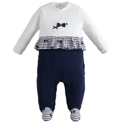 Salopeta fete Ido cu botosel bleumarine cu alb 1 luna