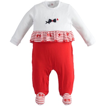 Salopeta fete Ido cu botosel rosu cu alb 1 luna Salopeta fete Ido cu botosel rosu cu alb 1 luna