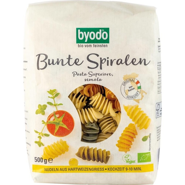 Paste spirale colorate bio, 500g, Byodo