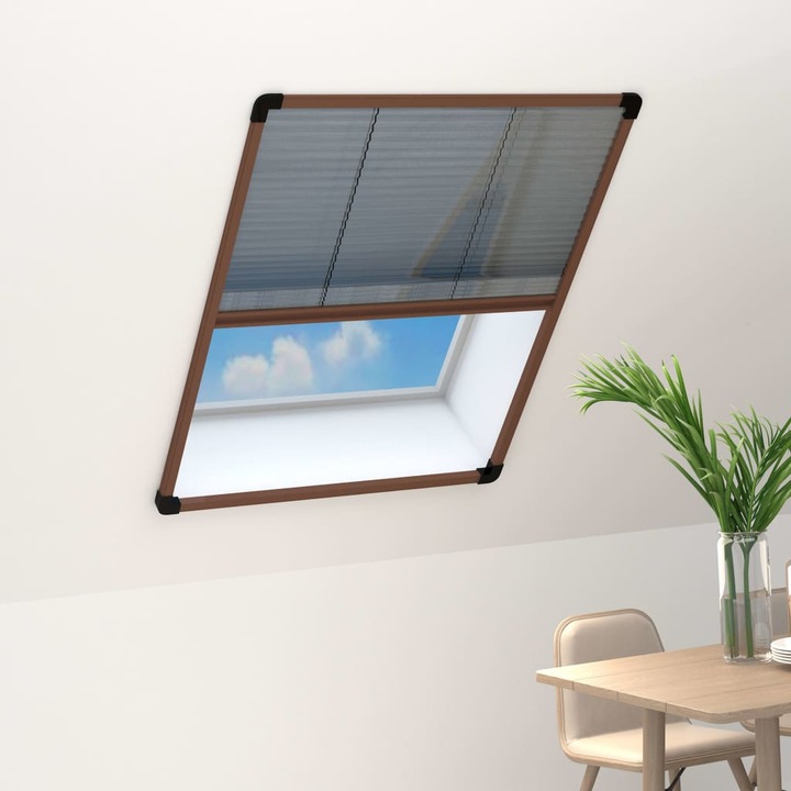 Ecran plasa pentru fereastra tip plisse vidaXL, Fibra de sticla, 60 x 80 cm, Maro