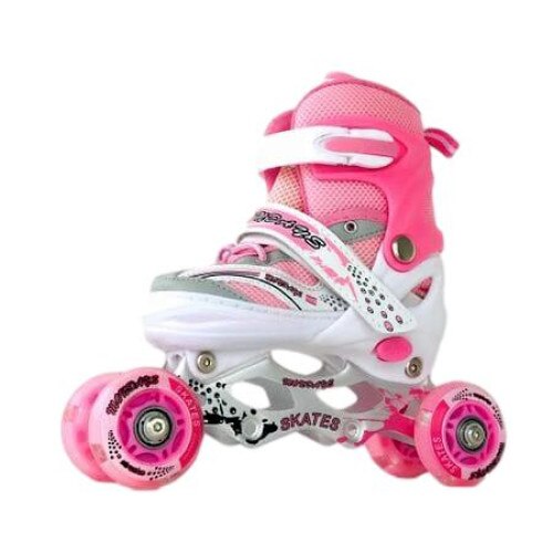 Role 3 in 1,30-33, reglabile din aluminiu, cu led, Roz, Transformabile, Roti din silicon