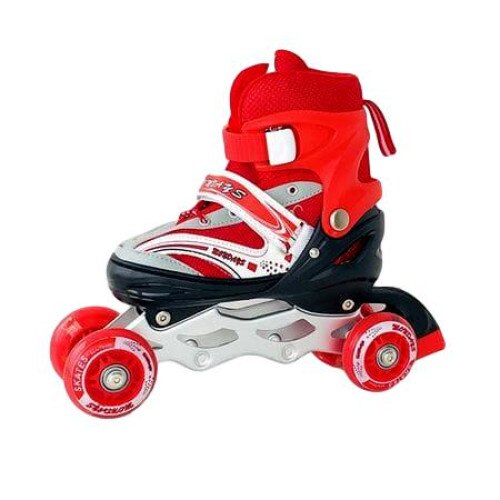 Role 3 in 1,38-41, reglabile din aluminiu, cu led, Rosu, Transformabile, Roti din silicon