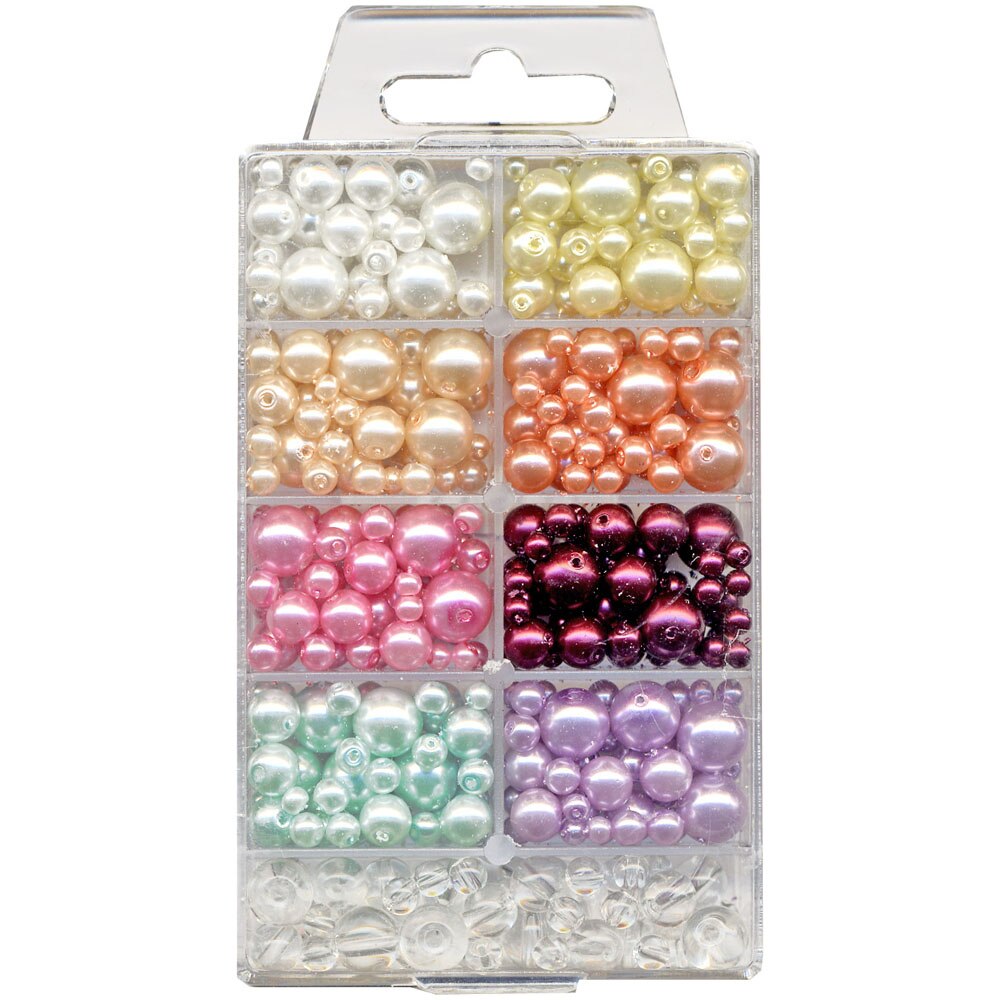 Set margele colorate pentru bratari si coliere, perlate, 150 margele/impachetare