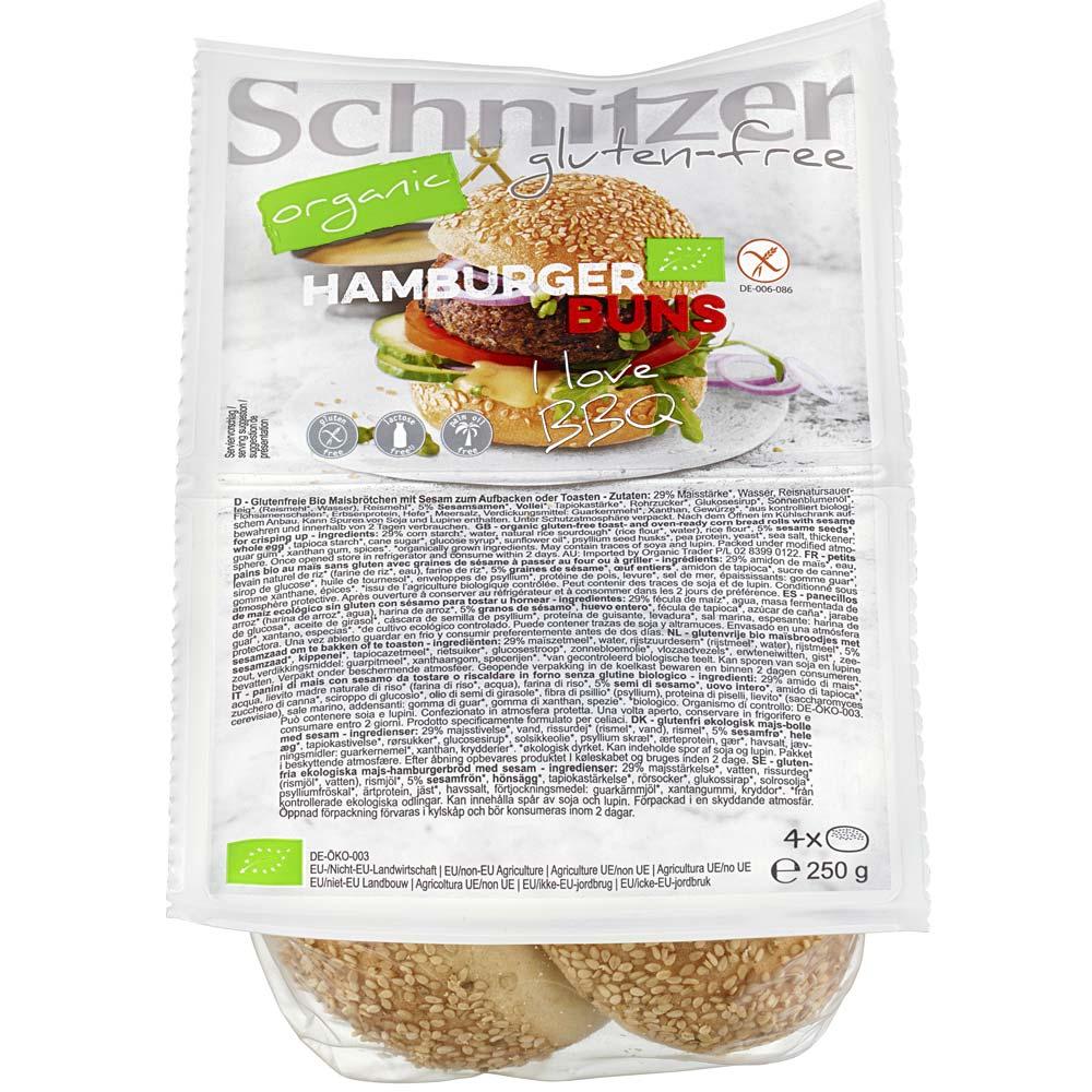 Chifle pentru hamburger fara gluten Bio 250 g (4 buc) Schnitzer