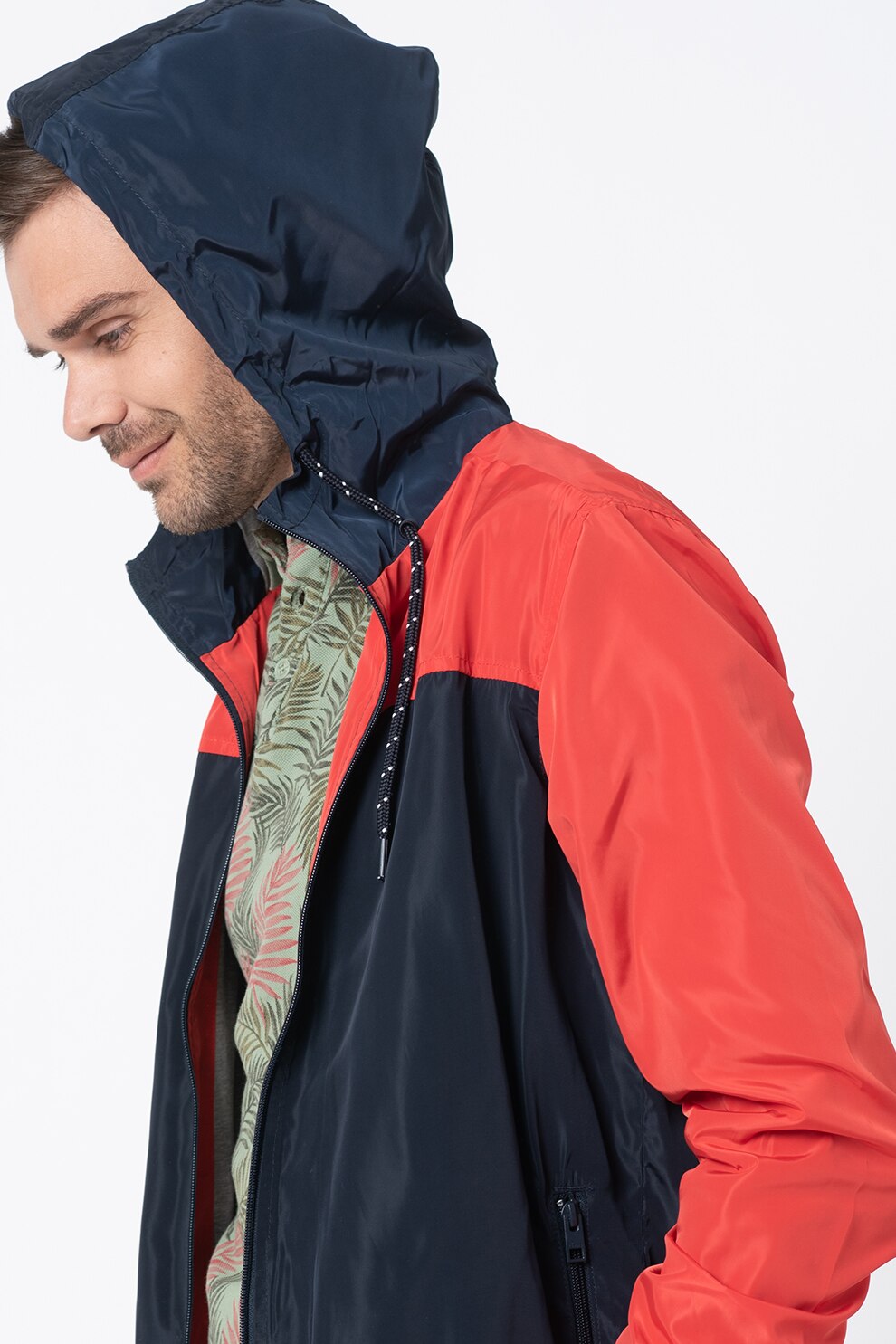 !Solid, Jacheta usoara cu gluga Rusty, Bleumarin/Rosu, L